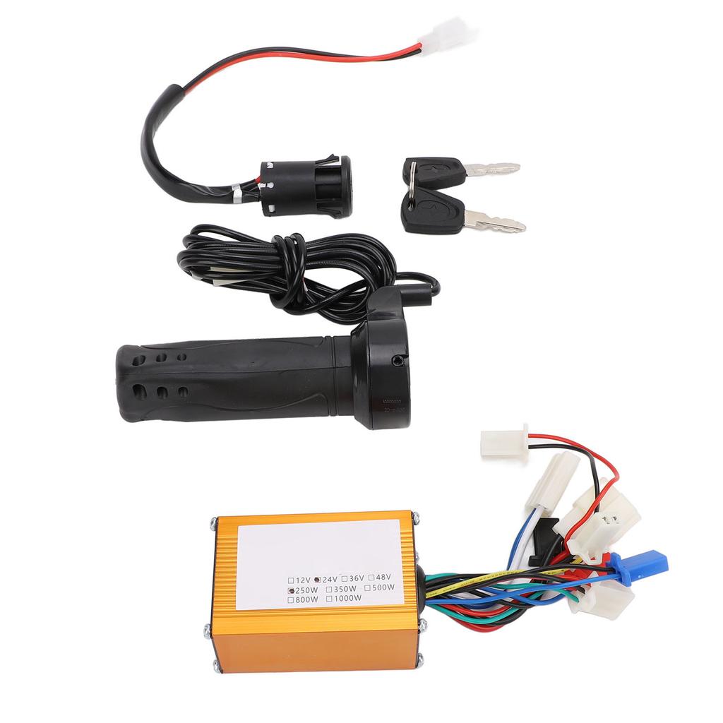 24V 250W Brushed Controller Ignition Switch Lock Throttle Grip Set for Electric Bike Tricycle Motorcycle