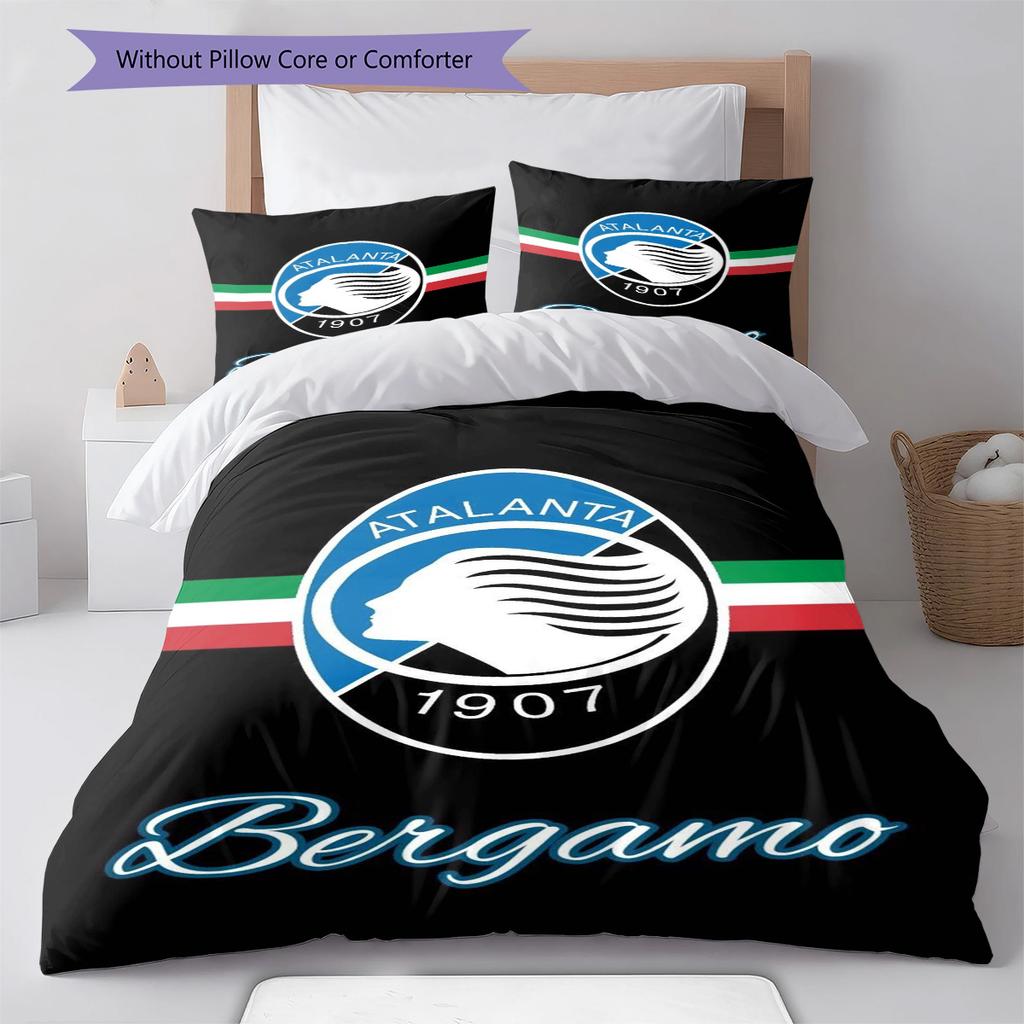 Atalanta Bergamo Pattern Bedding Set Quilt Cover Pillowcase Home Decor Gift (1 * Duvet Cover + 2 * Pillowcase, Without Core)