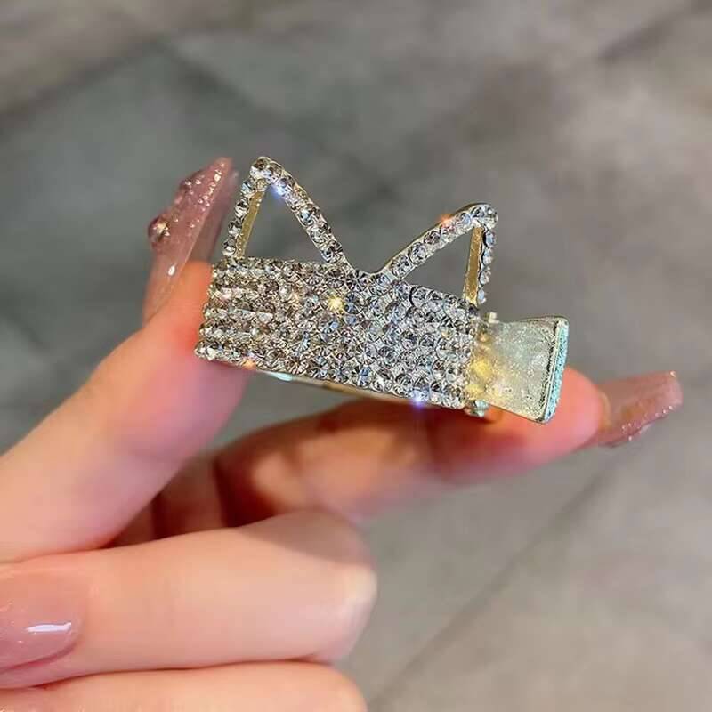 New Rhinestone Pearl Crab Hair Clip Women Fixed Ponytail Hairpin Holder Barrettes Y2k Girls Hair Accessories Claw Clip