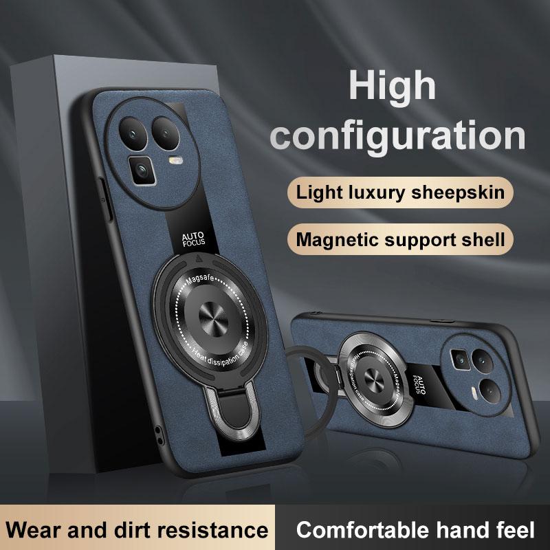 For Magsafe Wireless Charging Cover For Realme GT 8 Pro PU Leather Shockproof Ring Stand Holder Phone Case For Realme GT8Pro