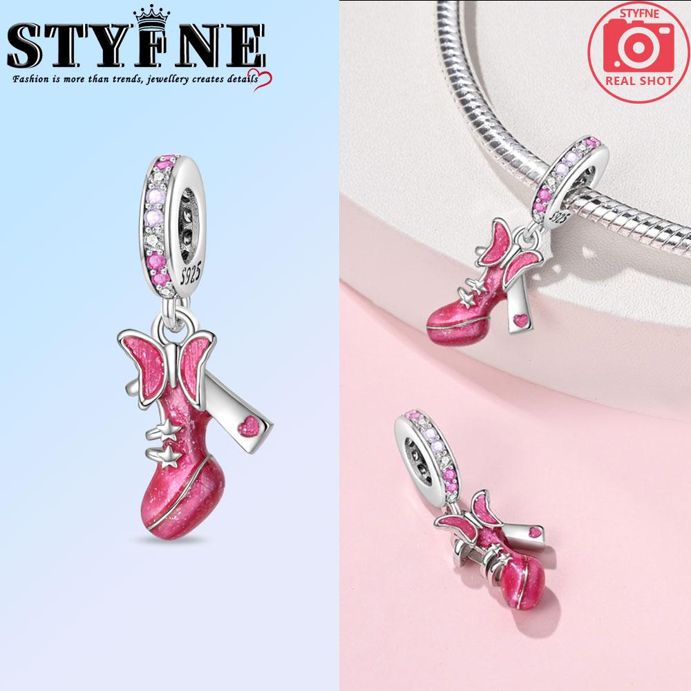 Exquisite Copper Ballet Dance Shoes High Top Canvas Shoe High Heels Charms Beads Fit Diy Bracelet Fine Birthday Jewelry Gift