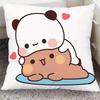 Bubu & Dudu Bears Pillowcase Adorable Cartoon Bear Couple Design Zipper Closure Square Pillow Cover For Home Decor Cushion Case