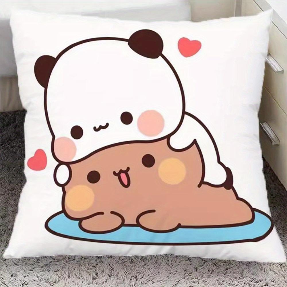 Bubu & Dudu Bears Pillowcase Adorable Cartoon Bear Couple Design Zipper Closure Square Pillow Cover For Home Decor Cushion Case