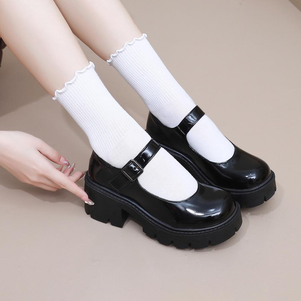 Lolita Shoes Women PU Leather Platform Mary Janes Shoes Women's Japanese Style Vintage Chunky Heels Pumps Plus Size 2026 spring