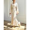 V-neck Lace-up Elegant High Waist Skirt 2 Pieces Knitting Suit Skirt 2-Piece Knitted Set