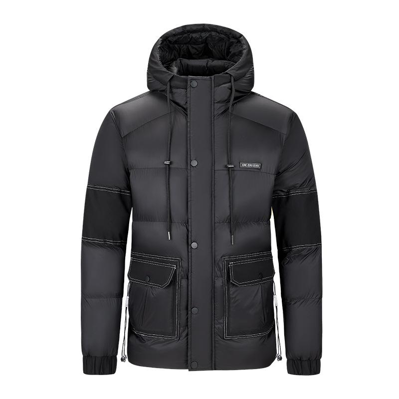 

Winter men s casual warm clothes, piled and thickened multi-bag removable hat, jacket, clothes, tooling wind L чорний