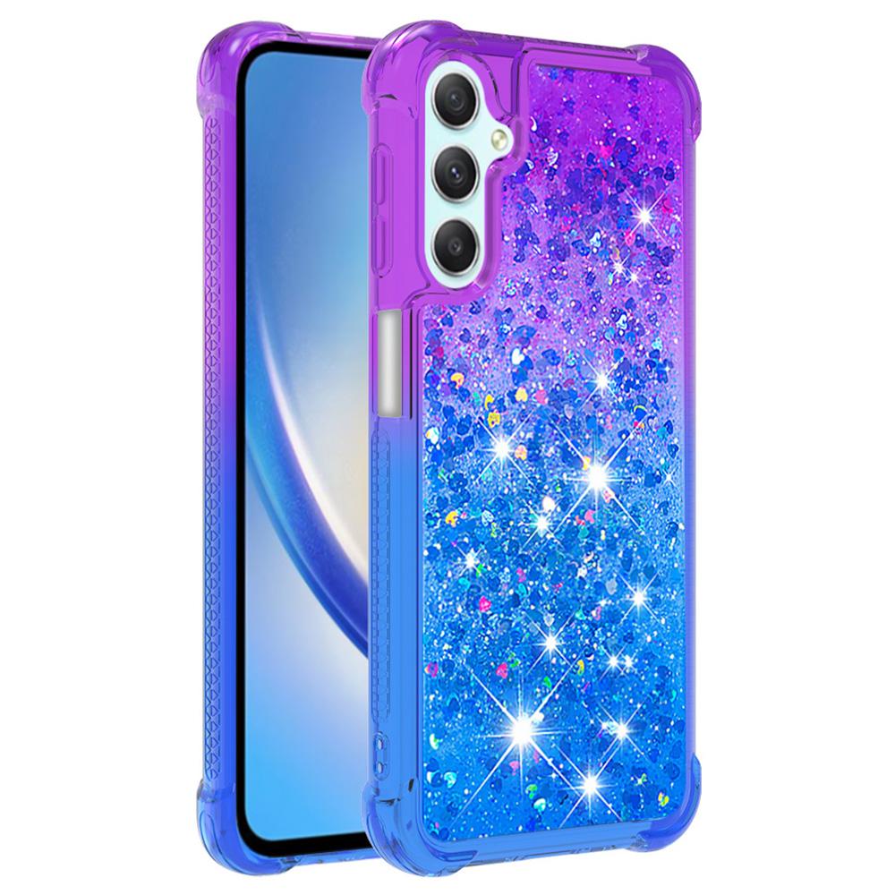 

For Samsung Galaxy A24 4G (162.1 x 77.6 x 8.3mm) TPU Case Gradient Quicksand Phone Back Cover Purple+Sky Blue
