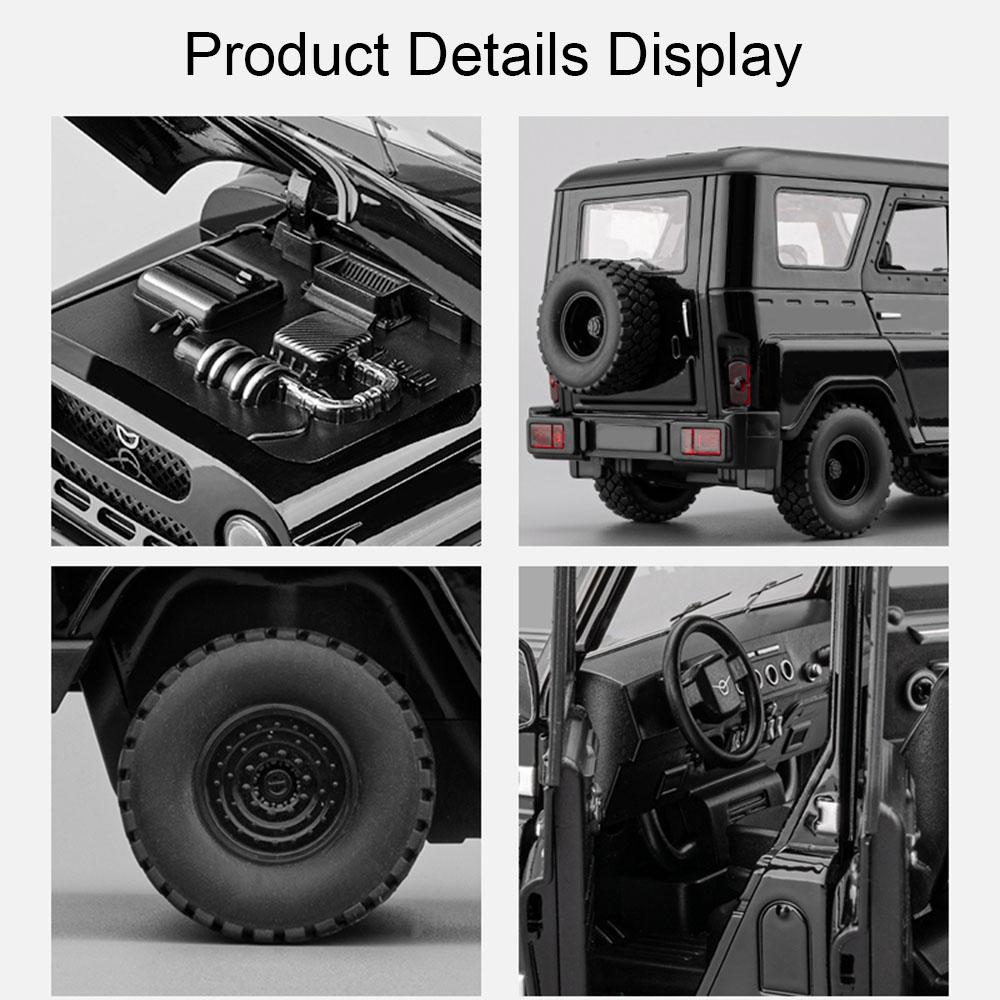 1:18 Rubicon Mipon UAZ Hunter Model Car Toy Alloy Diecast Doors Opened Off-road Sound Light Vehicles Models for Kids Gifts