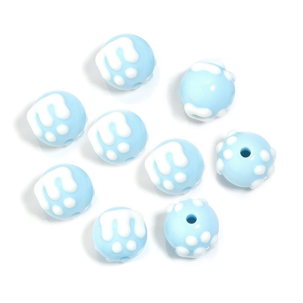 10Pcs Acrylic M Bean Round Beads Candy Color Hand Painted Loose Bead for DIY Jewelry Beaded Phone Bag Charm Accessories