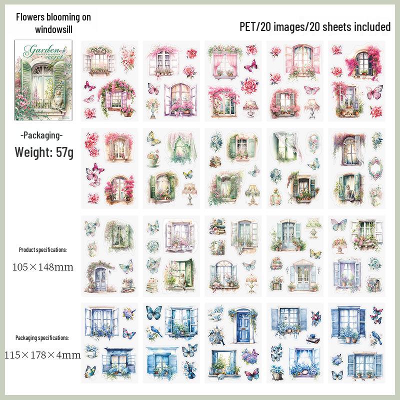 Wonderful Day PET Sticker Book: Secret Garden Series for Retro Journal DIY (20 Sheets)