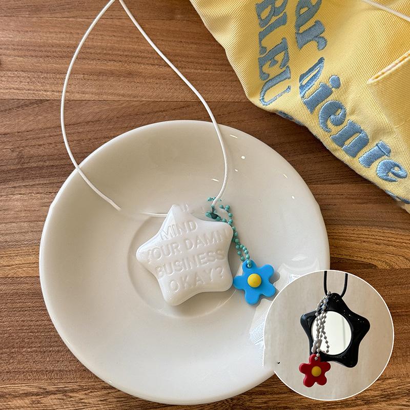 Dopamine Star Letter Flower Necklace Women s 2025 New Portable Small Mirror Clavicle Chain Versatile Necklace