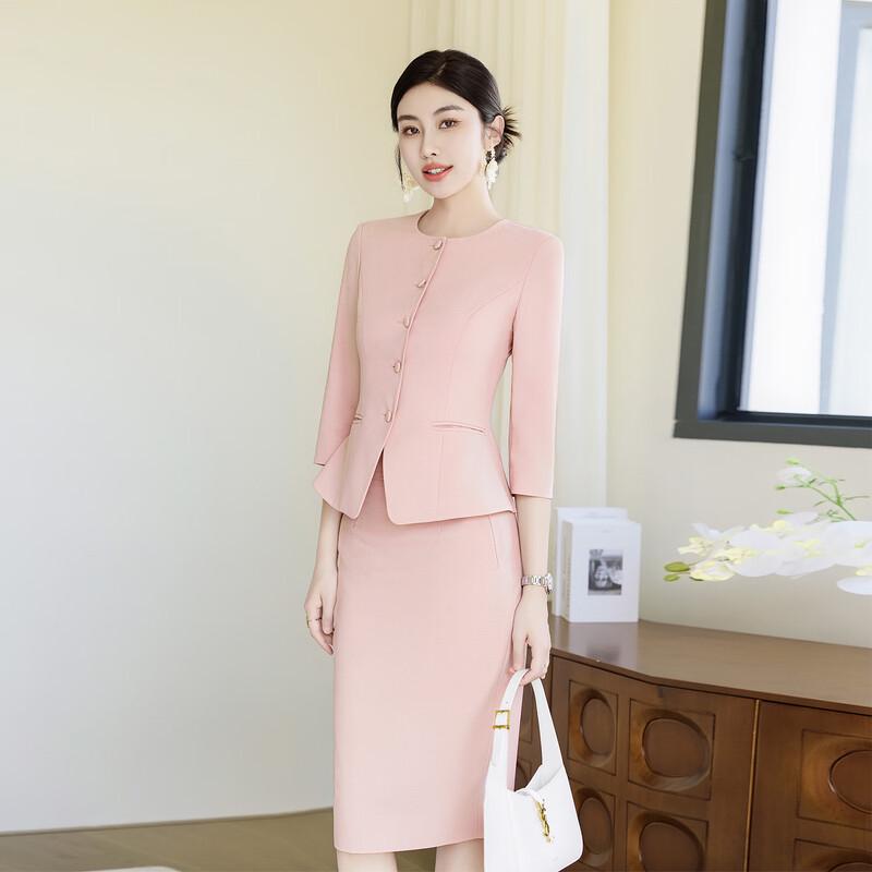 Taluoman Cherry Blossom Pink Seven-Sleeve Blazer Set for Women