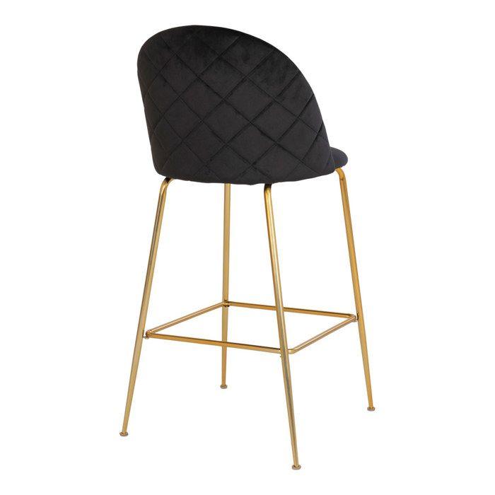 Lausanne Bar Stool, Black, Brass Look.
