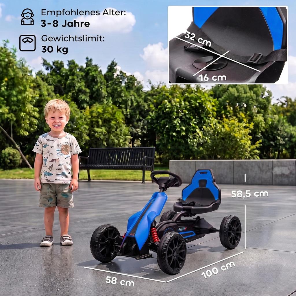 Kids Electric Go-Kart 12 V 3-5km/h Go Kart for 3-8 Years, Blue