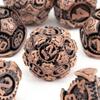 7-teiliges Kupfer-Schwarz-Zahnrad-Metallwürfel-Set aus massivem Metall mit polyedrischen Würfeln, geeignet für Rollenspiele, RPG-Brettspiele, Kartenspiele