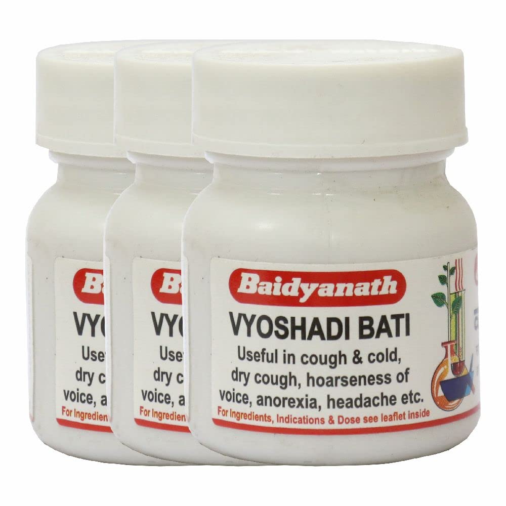 

Baidyanath Vyoshadi Bati Tablets Pack Of 3 For Cold Relief And Respiratory Comfort 40 Tablets Each