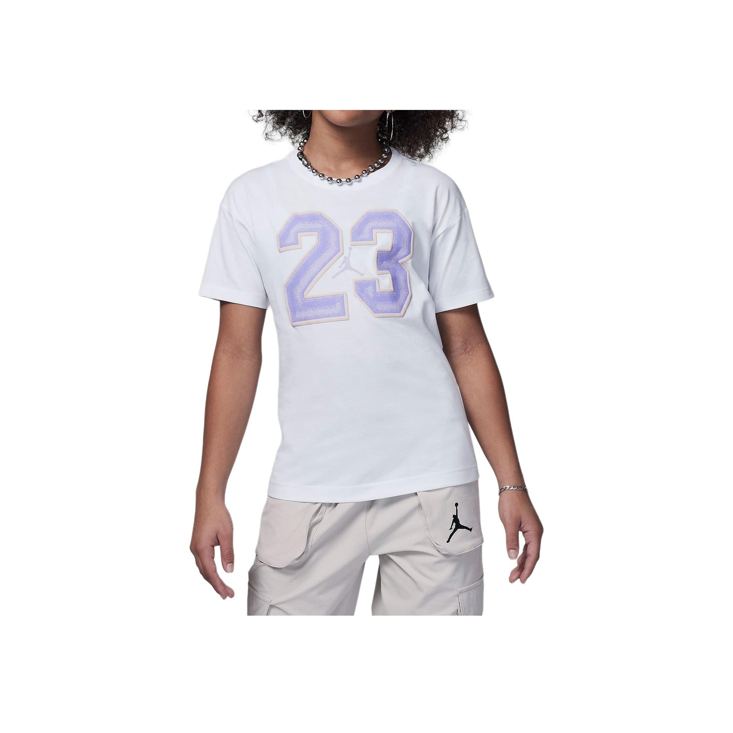 

Jordan Graphic T-Shirt Digital Pattern Round Neck Short Sleeve Kids Tops White 45C990-001 S
