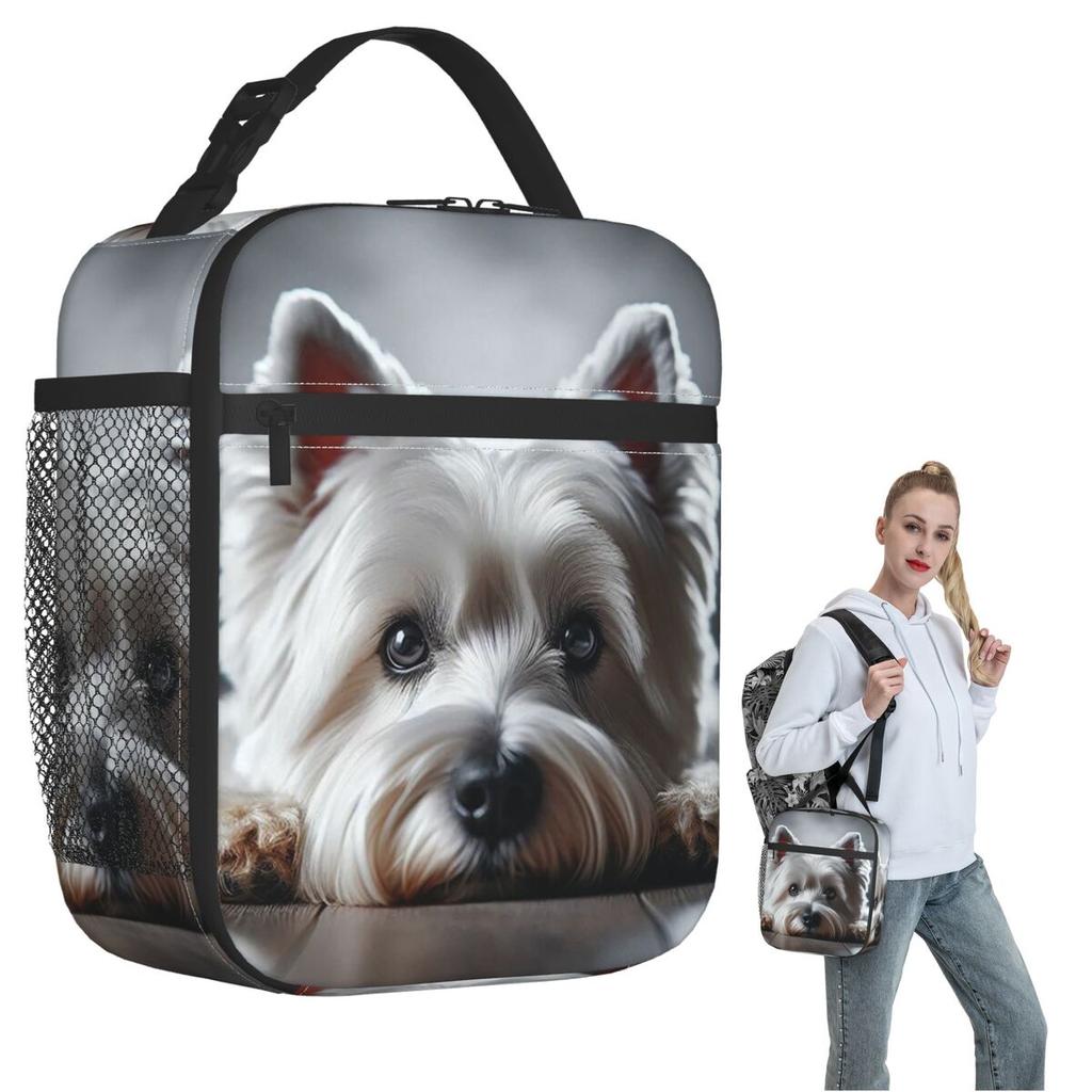 West Highland White Terrier Insulated Lunch Bag for Women Kids Leakproof Food Boxes Thermal Lunch Box Tote