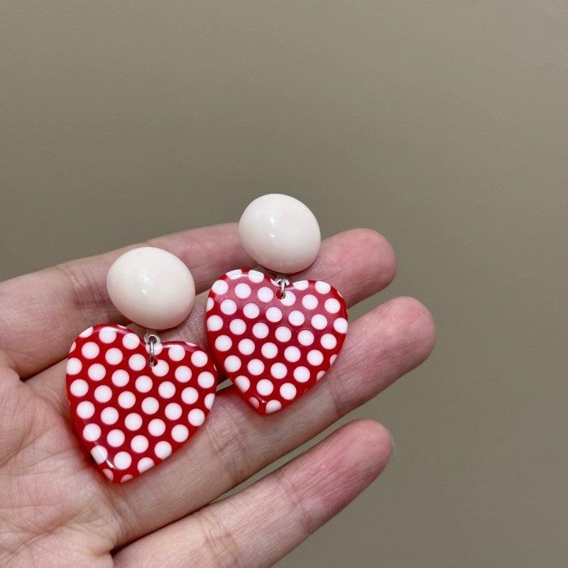 New Vintage Color Blocking Y2k Dopamine Fashion Polka Dot Drop Geometric Earrings for Women Sweet Acrylic Jewelry Accessories