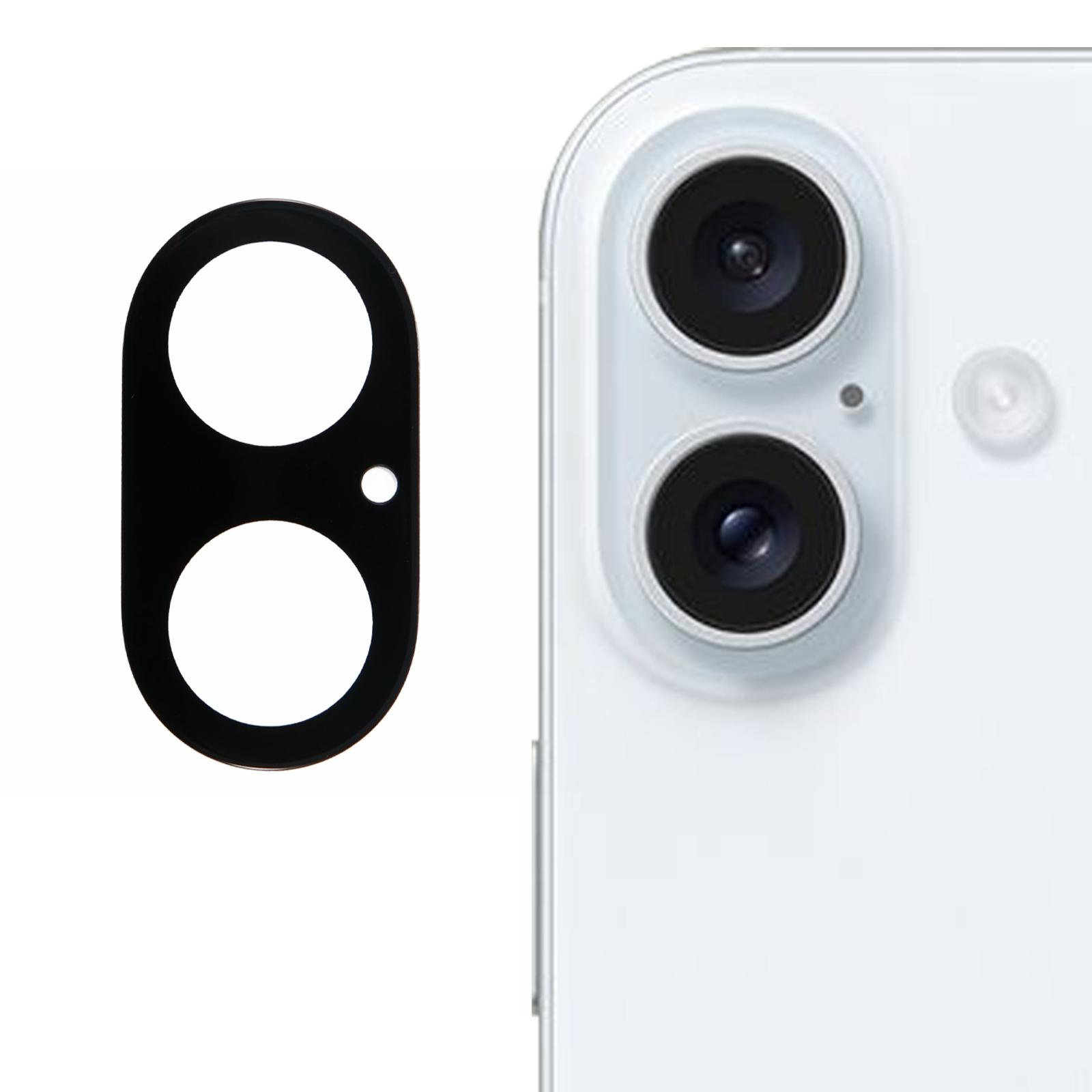 

For iPhone 16/16 Plus Tempered Glass Lens Protector Black Silk Printing Camera Lens Film A