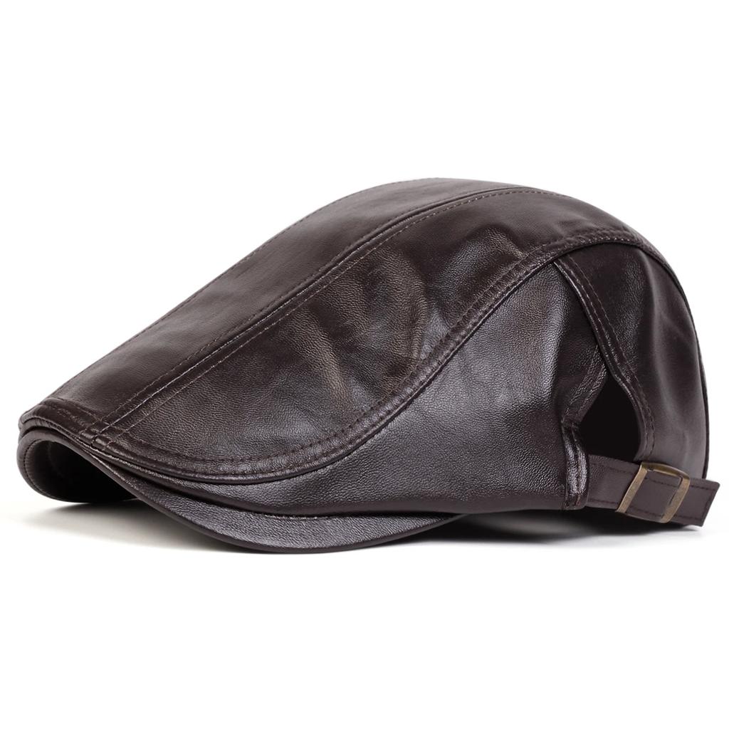 Newsboy Brand Latest Fresh Color Plain Solid Leather PU Faux School Old Vintage Men Caps British Painters Hats Spring Autumn Side Adjustable Flat