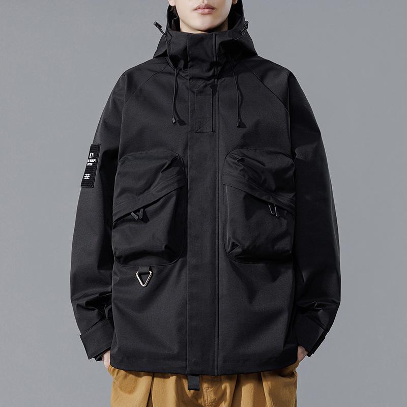 

Осенняя куртка с капюшоном и множеством карманов, новая, для улицы, мужская, повседневная, в корейском стиле, красивая куртка, стиль для пары 4XL