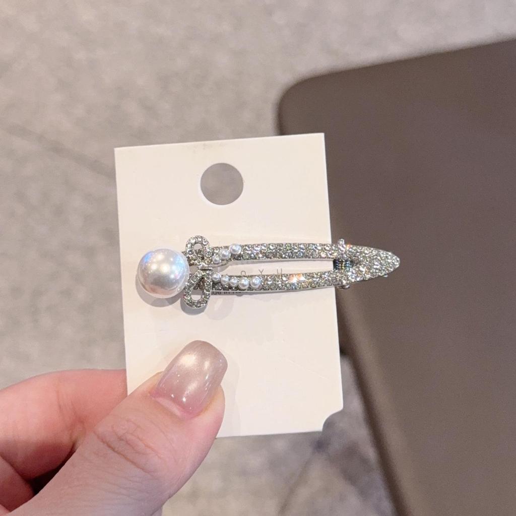 2025 Stilvolle Strass- & Perlen-Entenschnabel-Haarspange für Pony