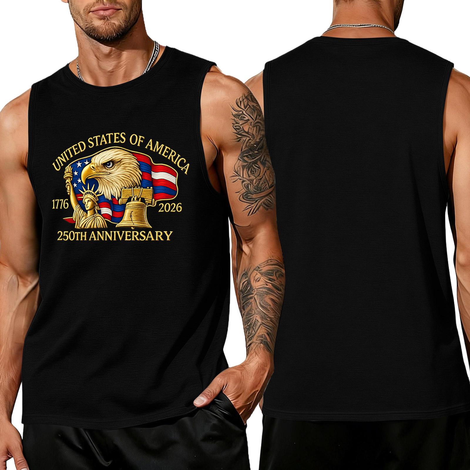 

Men s Loose Fit Sleeveless Tank Top Independence Day Graphic Print Casual Muscle Shirt Summer Workout Tee S чёрный