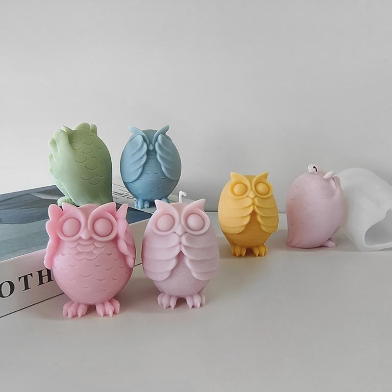 3D Owl Silicone Candle Mold DIY Scented Candle Wax Molds Handmade Plaster Resin Soap Making Craft Mold Desktop Ornament