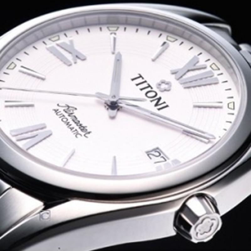 TITONI Plum Blossom Air King Series Automatic Mechanical Movement 50 Meters 38.5mm Silver Dial Stainless Steel Case Stainless Steel Strap 83909 S-342