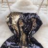 Sexy Sequin Slip One Piece Dress Women Patchwork Chic Vintage Evening Party Dresses Female Korean Fashion Design Slim Ceremonial Dress 2024