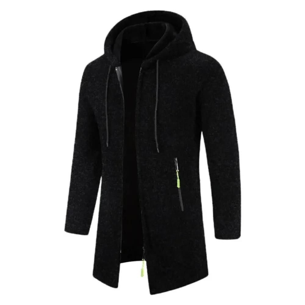 Nuovo Felpa con Cappuccio a Maniche Lunghe da Uomo con Zip Oversize Streetwear Calda Monocolore Giacca Autunnale Felpa con Cappuccio Uomo