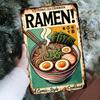 Vintage "Ramen!" Tin Sign - Humorous Comic-Style Cookbook Art - Rustic Metal Decor for Home Kitchens & Cafes - Durable, Colorful
