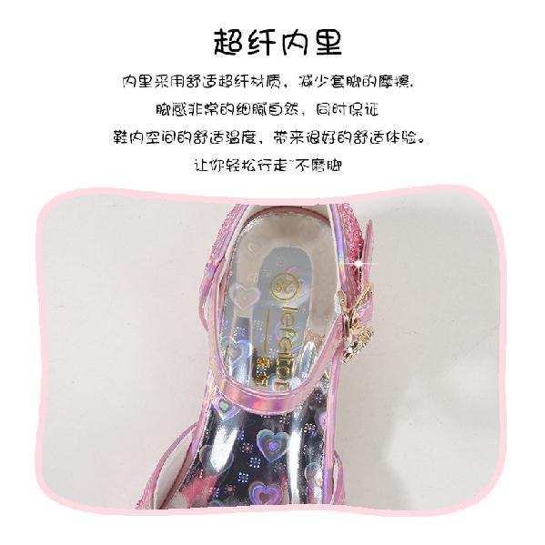 Sandales pour filles Nouvelle mode Grandes enfants Chaussures de princesse Été Enfants Polyvalentes Talons hauts Petites filles Sandales en cristal