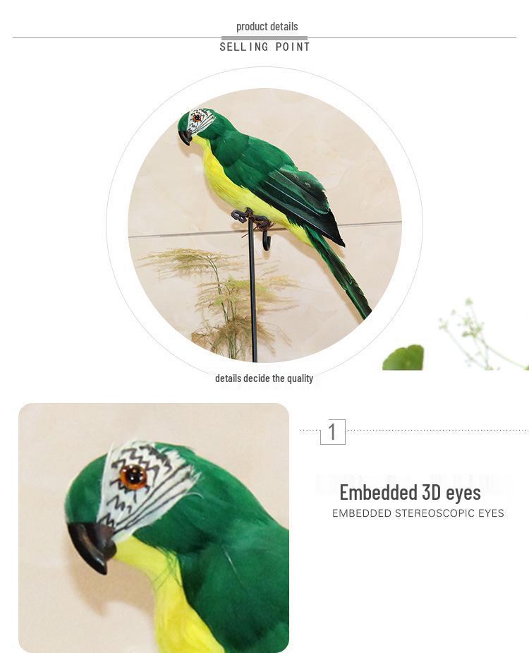 Grüner Ara Feder Simulationsvogel für Gartendekor, 25CM & 35CM