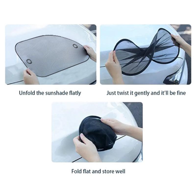2Pcs Car Side Window Sun Shade Breathable Mesh UV Protection Sun Visor Shield with Suction Cups for Baby Kids Travel Comfort