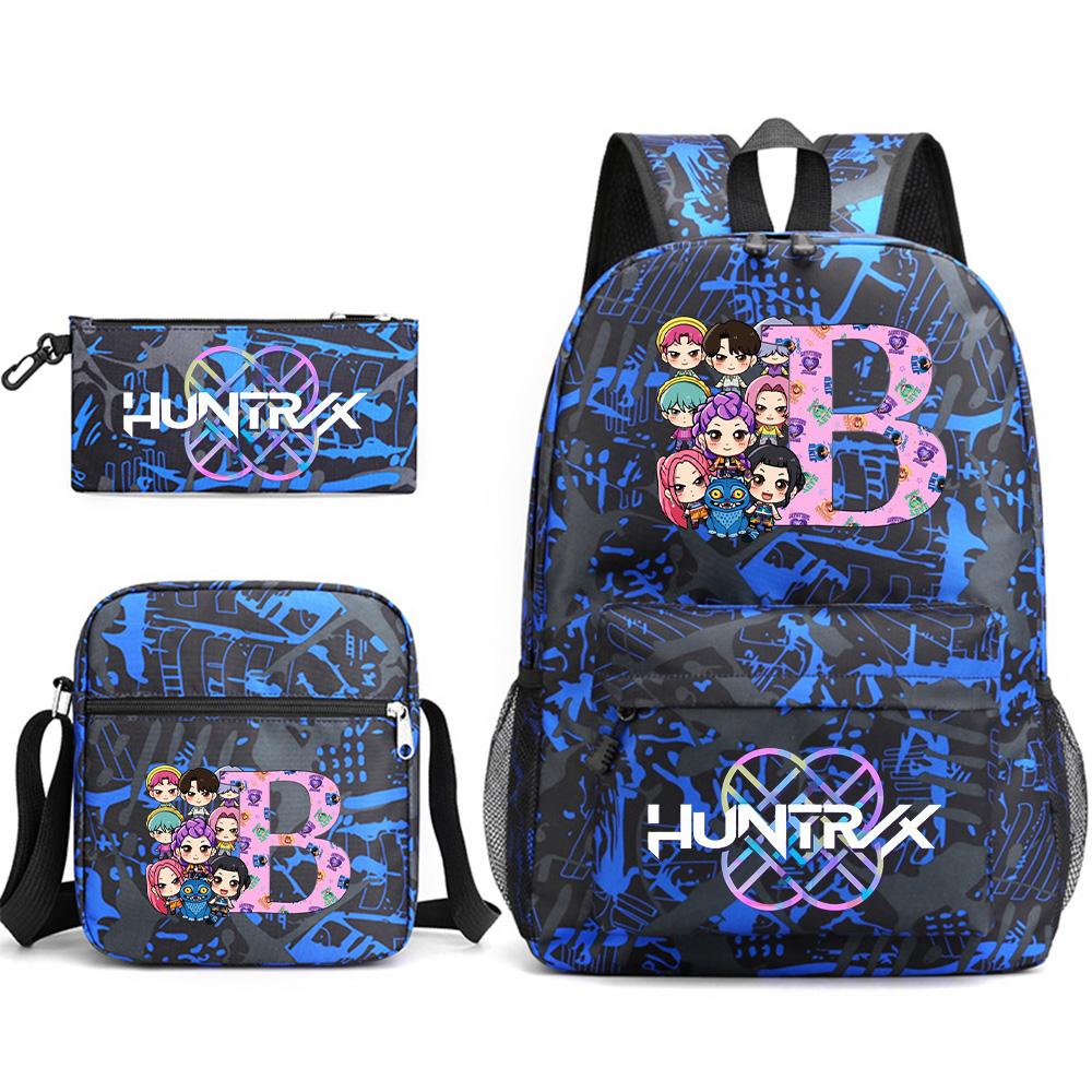 3Pcs/set Cute 26 English Letter Printed Backpack with Shoulder Bag Pencil Case for Teenager Student Boy Girl SchoolBag Large Capacity Bookbag Kid Gift