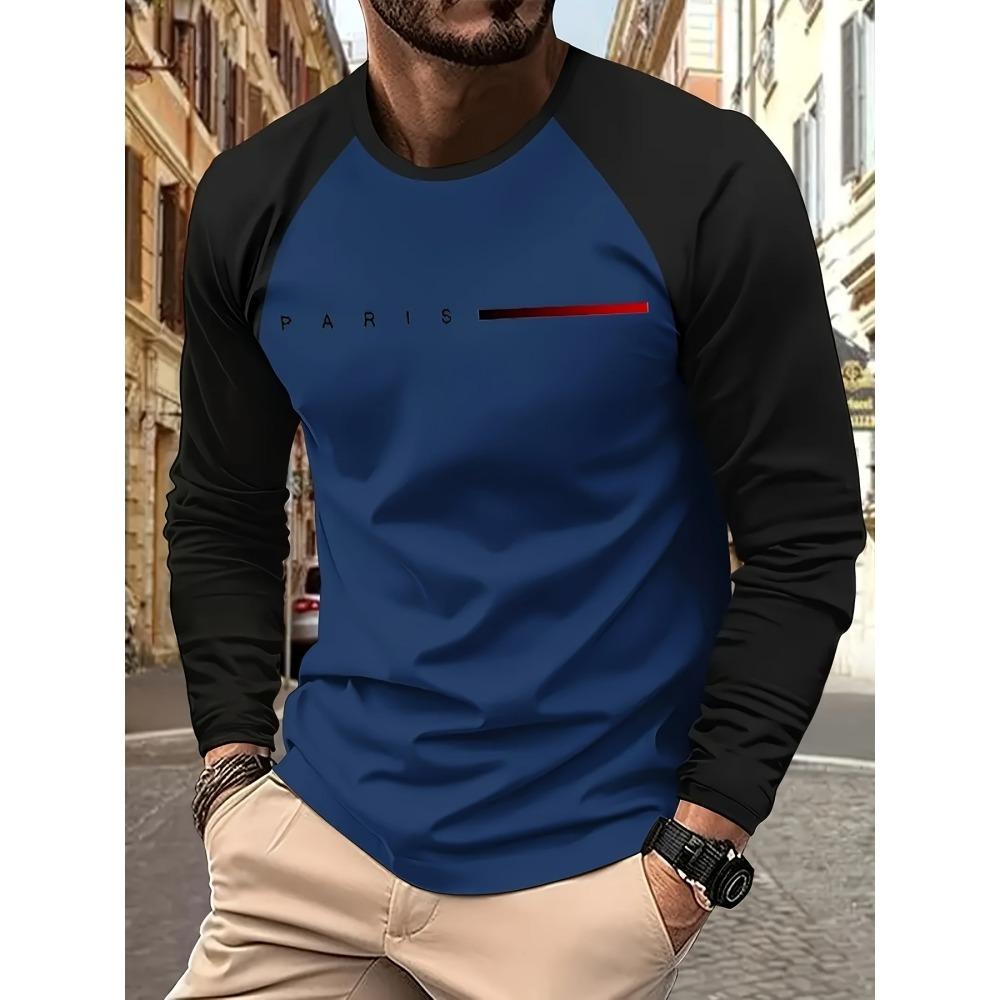 2025 New Autumn Men Round-neck Casual Streetwear Loose and Fashionable Sportswear Letter-patterned Creative Long-sleeved T-shirt