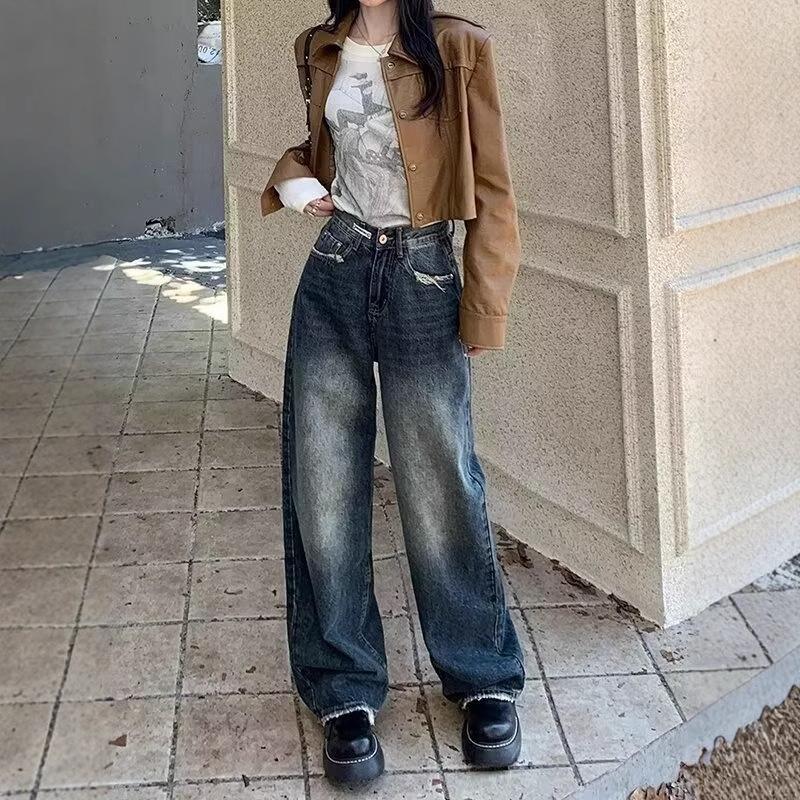 

Women s Retro High-Waist Loose Straight-Leg Jeans - Autumn Collection 4XL