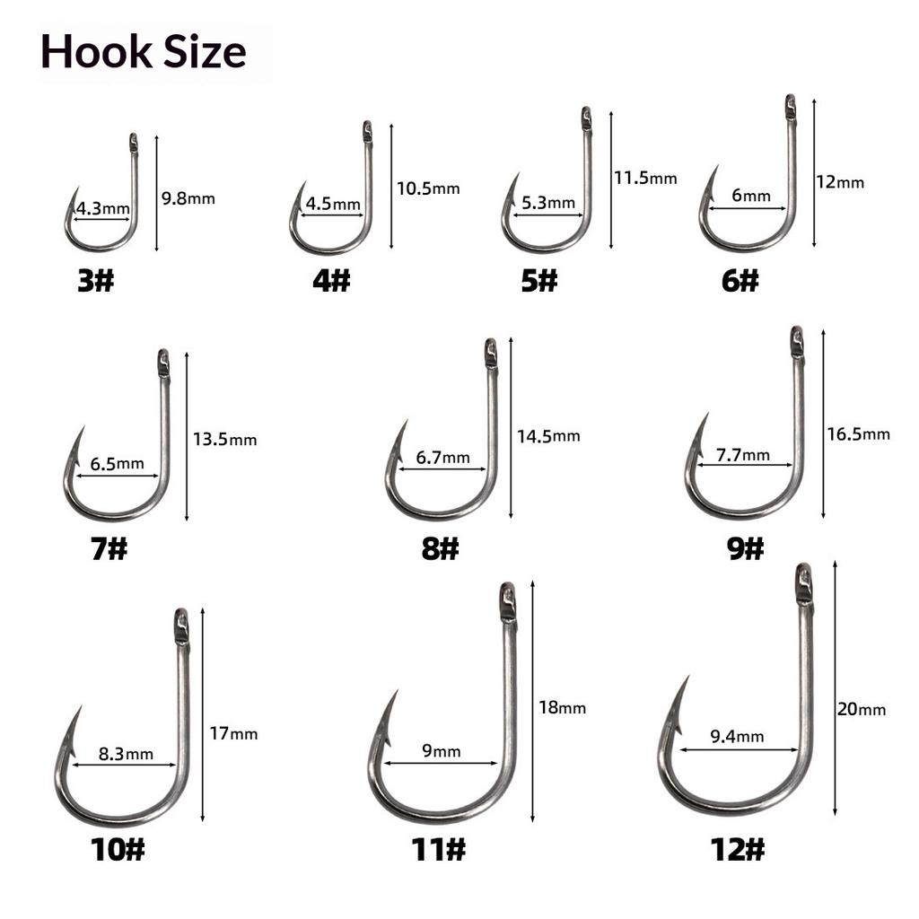 High Quality 1600PCS Premium Fishhooks 10 Sizes Carbon Steel Box With Fishing Hooks W/Portable Plastic Box