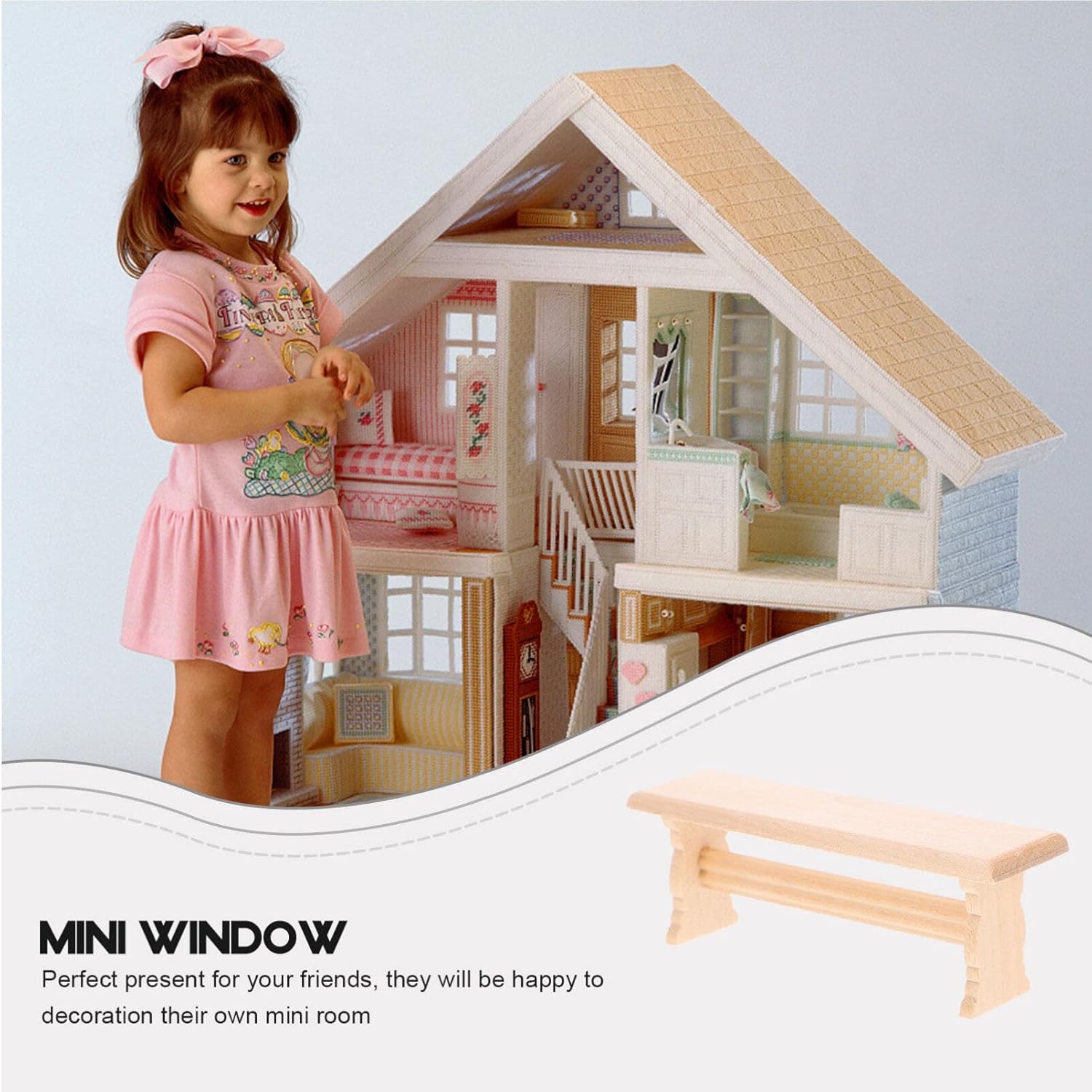 

Toyvian Миниатюрная деревянная скамейка, Мини-кресло-реклайнер для кукольного домика, Аксессуар для скамейки в рождественской деревне для DIY декора кукольного домика, Топперы для торта