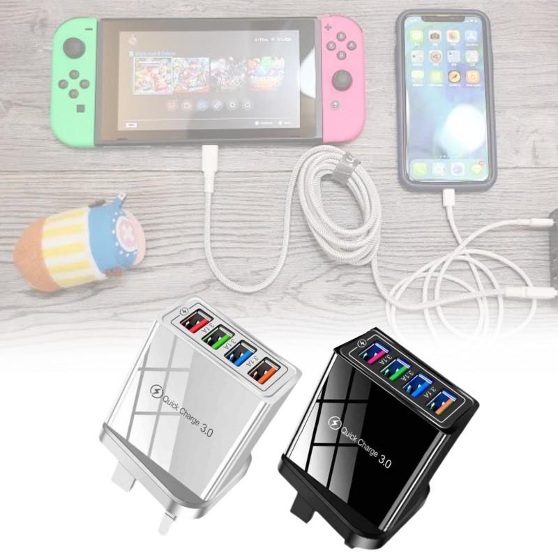 Colorful 4 Usb Phone Charger 3a Tablet Travel Charger Eu Plug Charging Head