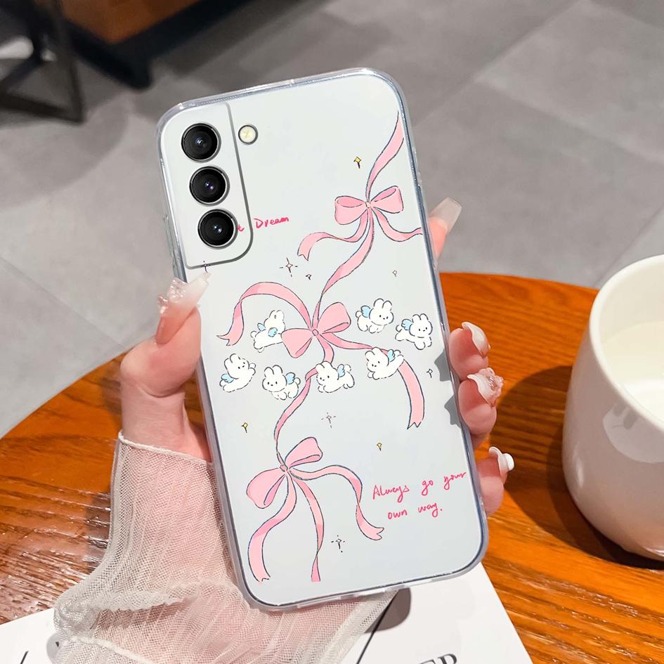 Back Cover For Samsung S21 S22 S23 Ultra Plus S6 S7 S9 Edge Bumper Case Screen Protector Luxury Graffiti Butterfly Silicone Soft TPU Transparent Shell