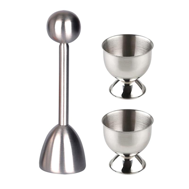 Egg Topper Cutter Stainless Steel Egg Cup Holder Eggshell Opener Cracker Cutter Boiled Egg Shell Opener Scissors Kitchen Gadgets