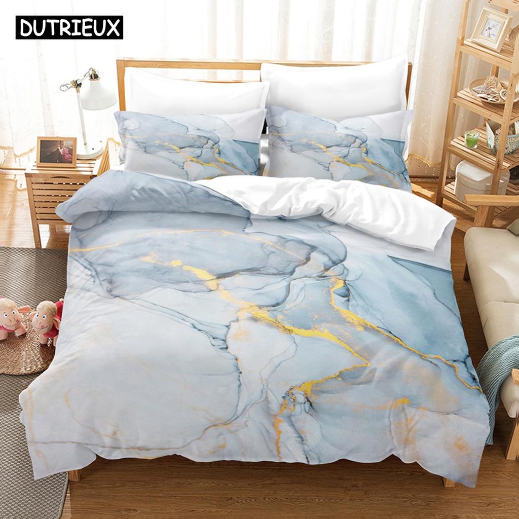 3D Printed Art Marbling Bedding Set Down Quilt Cover With Pillowcase Double Complete Queen King Bedding