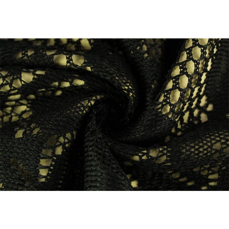 Damemote Sexy blonder Blomster Mesh hul slank langermet kjole