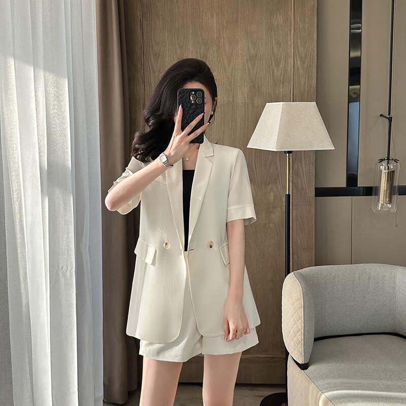 Women's Short Sleeve Suit Jacket & Shorts Set