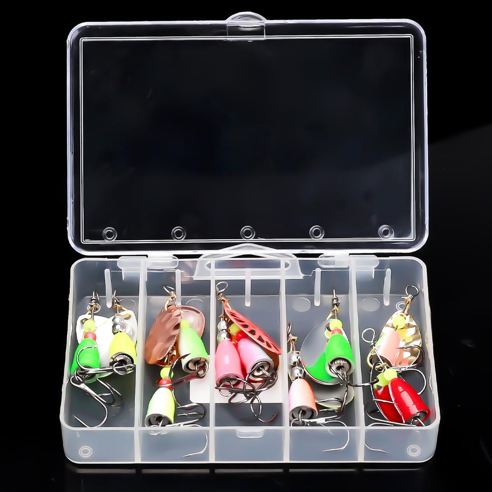 10 stk Spinner Agn 4g 4,5g 5g Skjelokk Gjedde Metall med Diskantkroker Kunstig Bass Agn Fiskelokk