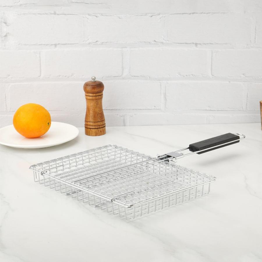 

Folding handle Stainless Steel BBQ Mesh Non Stick Grilling Basket Grill Mesh Mat Meat Vegetable Steak Picnic Party Barbecue Tool