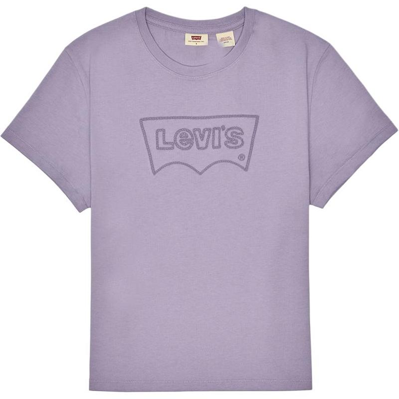 Levis Letter Logo Printed Round Neck Pullover Short Sleeve T-Shirt Women T-Shirt Purple 0019G-0001